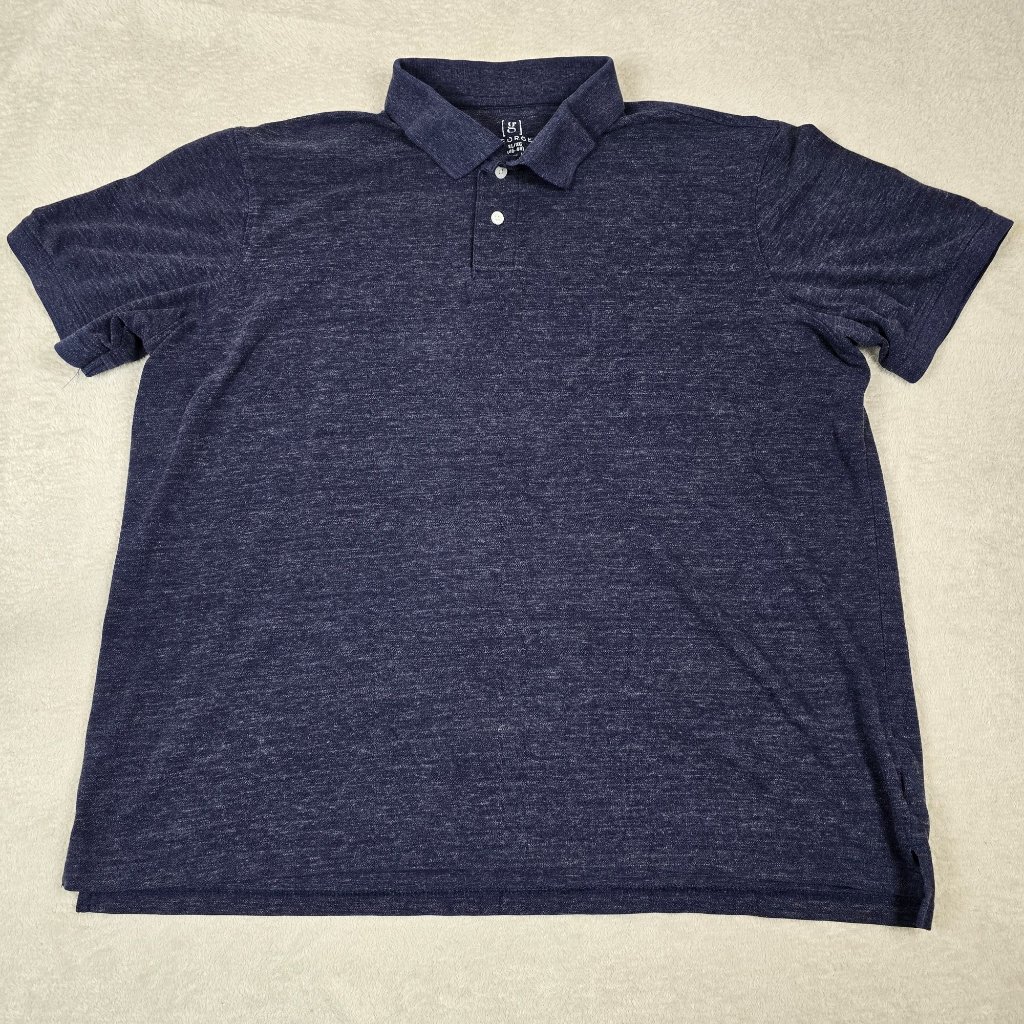 George Mens Extra Large Polo Shirt Heather Navy Blue Casual Preppy Versatile